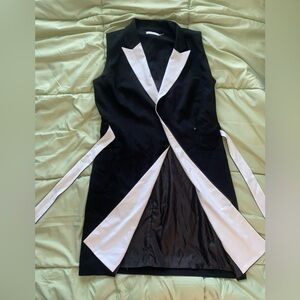 black & white calvin klein pantsuit top